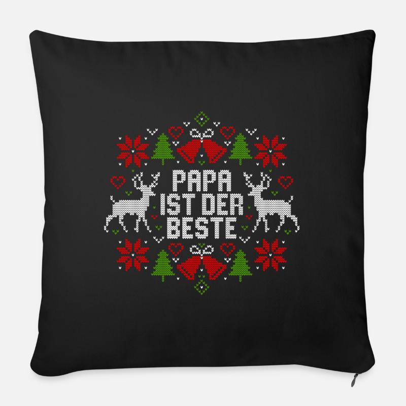 Ugly Christmas - Papa ist der Beste - Weihnachten - Sofakissenbezug 45 x 45 cm - Schwarz