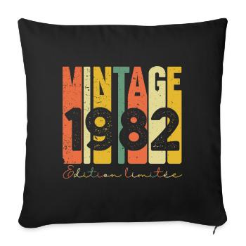 Vintage 1982 cadeau année de naissance 1982 rétro - Housse de coussin décorative 45 x 45 cm - noir - Devant