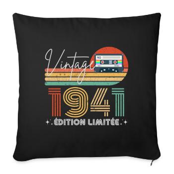 Vintage 1941 cadeau année de naissance 1941 rétro - Housse de coussin décorative 45 x 45 cm - noir - Devant
