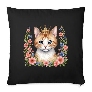 Adorable chat princesse - Housse de coussin décorative 45 x 45 cm - noir - Devant