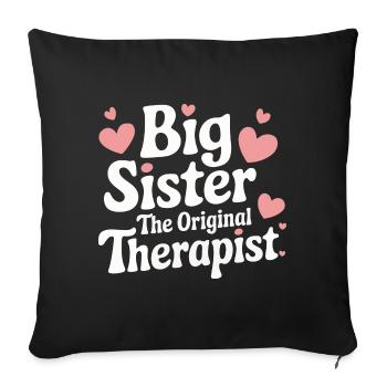 Sœur, Frère ou sœur, Famille - Housse de coussin décorative 45 x 45 cm - noir - Devant