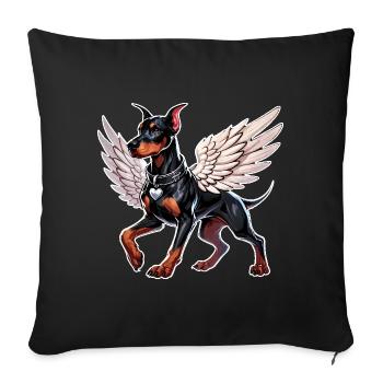 Elegant Doberman Angel Love Pet - Sofa pillowcase 17,3'' x 17,3'' (45 x 45 cm) - black - Front