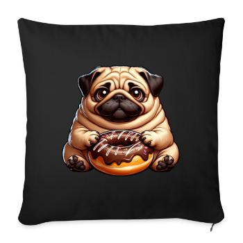 paresseux beignet dessin animé mignon animal drôle - Housse de coussin décorative 45 x 45 cm - noir - Devant