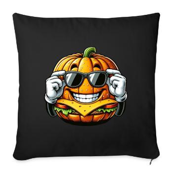 Funny Pumpkin Burger Comic Fast Food Halloween - Sofa pillowcase 17,3'' x 17,3'' (45 x 45 cm) - black - Front