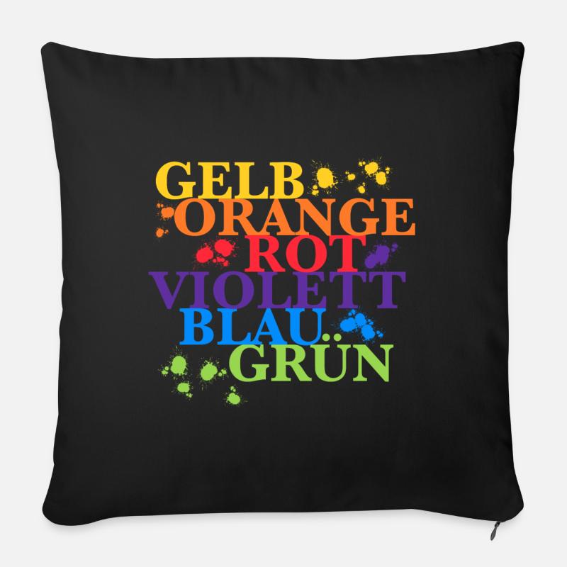 Typographie des couleurs - Housse de coussin décorative 45 x 45 cm - noir