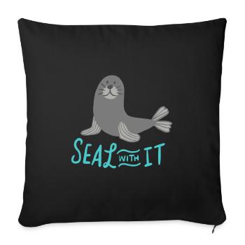 Doux phoque otarie Cadeau Paroles drôles - Housse de coussin décorative 45 x 45 cm - noir - Devant