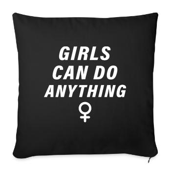 Les filles peuvent tout faire - Housse de coussin décorative 45 x 45 cm - noir - Devant
