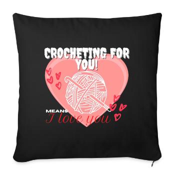 Crochet pour vous! signifie je t’ai le cœur rouge - Housse de coussin décorative 45 x 45 cm - noir - Devant