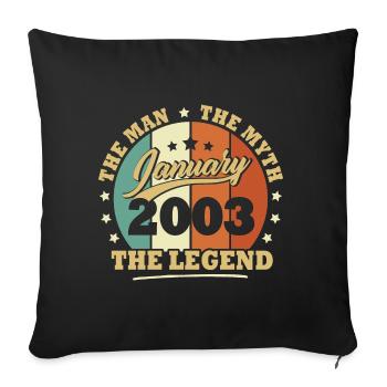 Janvier 2003, 20 Ans Anniversaire garçons et fille - Housse de coussin décorative 45 x 45 cm - noir - Devant