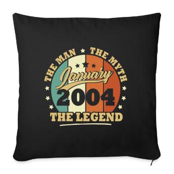 Janvier 2004, 19 Ans Anniversaire garçons et fille - Housse de coussin décorative 45 x 45 cm - noir - Devant