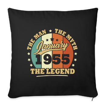 January 1955, 68 years old Birthday Man woman - Sofa pillowcase 17,3'' x 17,3'' (45 x 45 cm) - black - Front