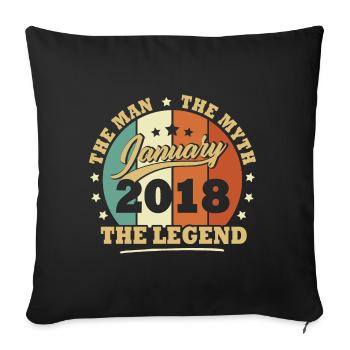 Janvier 2018, 5 Ans Anniversaire garçons et filles - Housse de coussin décorative 45 x 45 cm - noir - Devant