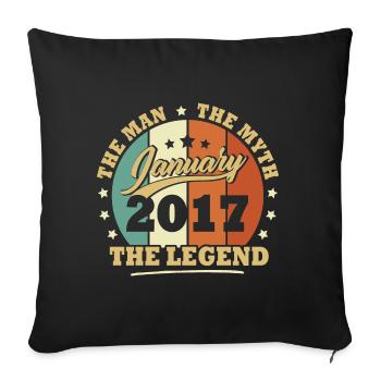 Janvier 2017, 6 Ans Anniversaire garçons et filles - Housse de coussin décorative 45 x 45 cm - noir - Devant
