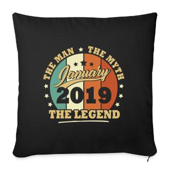 Janvier 2019, 4 Ans Anniversaire garçons et filles - Housse de coussin décorative 45 x 45 cm - noir - Devant