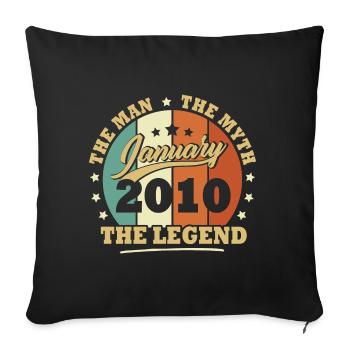 Janvier 2010, 13 Ans Anniversaire garçons et fille - Housse de coussin décorative 45 x 45 cm - noir - Devant