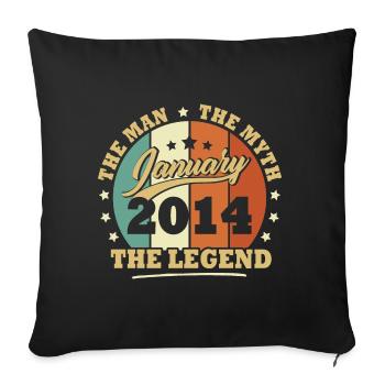 Janvier 2014, 9 Ans Anniversaire garçons et filles - Housse de coussin décorative 45 x 45 cm - noir - Devant