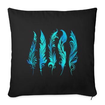 Feathers Boho Ethnic Style Pattern Tribal Indian - Sofa pillowcase 17,3'' x 17,3'' (45 x 45 cm) - black - Front
