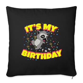 Anniversaire du lémurien - Housse de coussin décorative 45 x 45 cm - noir - Devant