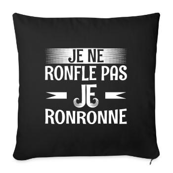 Je ne ronfle pas je ronronne humour papa ronfleur - Housse de coussin décorative 45 x 45 cm - noir - Devant