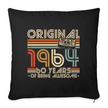 60e anniversaire 60 ans Né en 1964 - Housse de coussin décorative 45 x 45 cm - noir - Devant