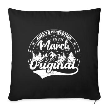 Mars 1973 Vintage Vintage rétro anniversaire - Housse de coussin décorative 45 x 45 cm - noir - Devant
