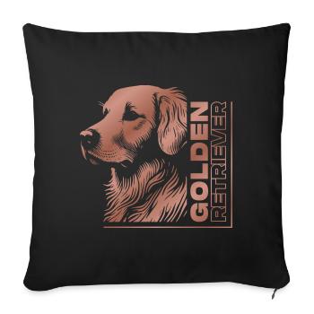 Golden Retriever Goldie Drawing Head Rose Gold - Sofa pillowcase 17,3'' x 17,3'' (45 x 45 cm) - black - Front