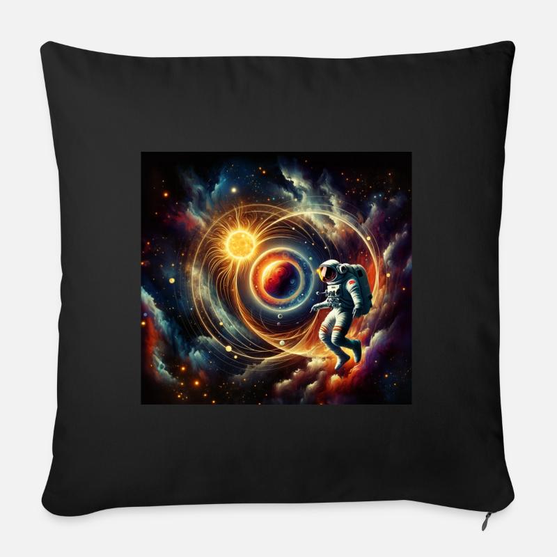 Astronaute dans l’espace - Housse de coussin décorative 45 x 45 cm - noir