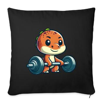 Süßer Dino T-Rex Langhantel Workout - Sofakissenbezug 45 x 45 cm - Schwarz - Vorne
