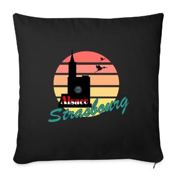 Strasbourg Summer Cathedral - Sofa pillowcase 17,3'' x 17,3'' (45 x 45 cm) - black - Front