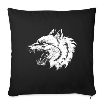 Wolf Illustration - Sofa pillowcase 17,3'' x 17,3'' (45 x 45 cm) - black - Front