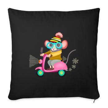 auf Roller - Sofakissenbezug 45 x 45 cm - Schwarz - Vorne