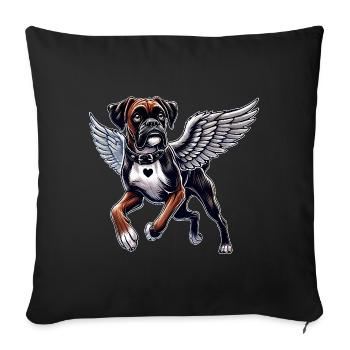 Elegant Dog Angel Boxer with Wings Heart - Sofa pillowcase 17,3'' x 17,3'' (45 x 45 cm) - black - Front