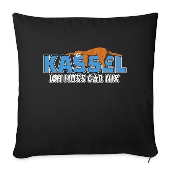 Kassel ich muss gar nix Faultier Heimat - Sofakissenbezug 45 x 45 cm - Schwarz - Vorne