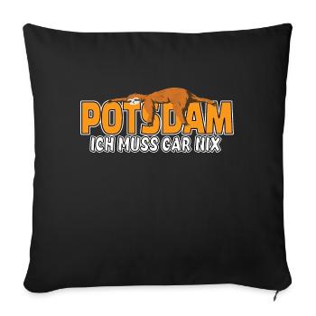 Potsdam ich muss gar nix Faultier Heimat - Sofakissenbezug 45 x 45 cm - Schwarz - Vorne