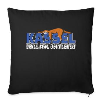 Kassel chill mal dein Leben Faultier Heimat - Sofakissenbezug 45 x 45 cm - Schwarz - Vorne
