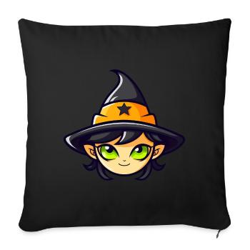 Niedliche Halloween Hexe - Sofakissenbezug 45 x 45 cm - Schwarz - Vorne