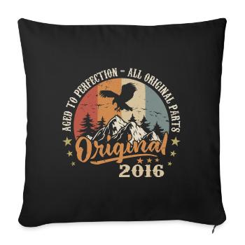 Original 2016 Jahrgang Vintage 2016 Geburtstag - Sofakissenbezug 45 x 45 cm - Schwarz - Vorne