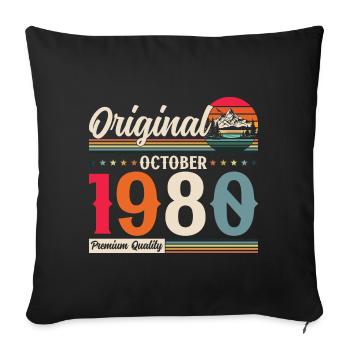 44ème Anniversaire Légende Octobre 1980 Vintage 80's - Housse de coussin décorative 45 x 45 cm - noir - Devant