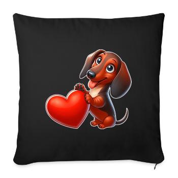 Dachshund Heart Valentine's Day In Love Love - Sofa pillowcase 17,3'' x 17,3'' (45 x 45 cm) - black - Front