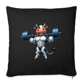Entraînement d’haltère de vache forte Entraînement de fitness - Housse de coussin décorative 45 x 45 cm - noir - Devant