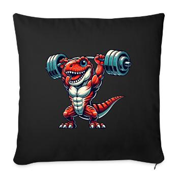 Dino Trex Training Hantel Lustig Starke Fitness - Sofakissenbezug 45 x 45 cm - Schwarz - Vorne
