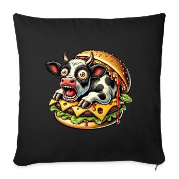 Whimsical Halloween Burger Horror Flesh Ironic - Sofa pillowcase 17,3'' x 17,3'' (45 x 45 cm) - black - Front
