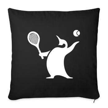 Pingouin Joueur de Tennis Silhouette Minimaliste - Housse de coussin décorative 45 x 45 cm - noir - Devant