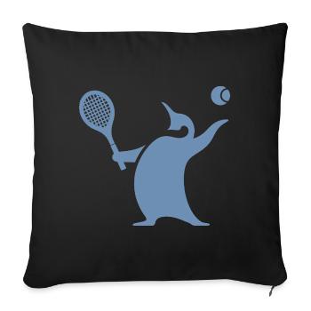 Pingouin Joueur de Tennis Silhouette Minimaliste - Housse de coussin décorative 45 x 45 cm - noir - Devant