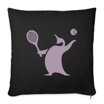 Pingouin Joueur de Tennis Silhouette Minimaliste - Housse de coussin décorative 45 x 45 cm - noir - Devant
