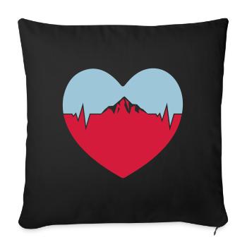 j'aime les montagnes coeur pulsé - Housse de coussin décorative 45 x 45 cm - noir - Devant