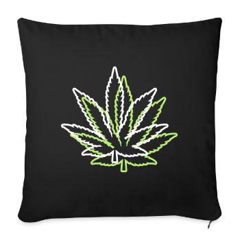 kush weed cannabis feuille symbole chanvre - Housse de coussin décorative 45 x 45 cm - noir - Devant