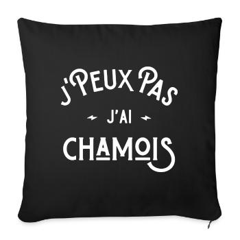 je peux pas j'ai chamois cadeau humour citations - Housse de coussin décorative 45 x 45 cm - noir - Devant