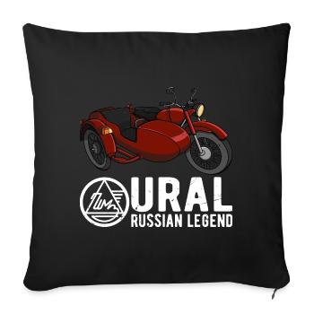 Ural Russian Legend Dnepr USSR Motorrad - Sofakissenbezug 45 x 45 cm - Schwarz - Vorne