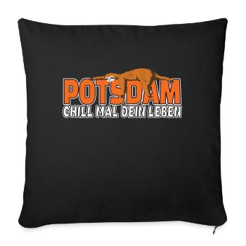 Potsdam chill mal dein Leben Faultier Heimat - Sofakissenbezug 45 x 45 cm - Schwarz - Vorne